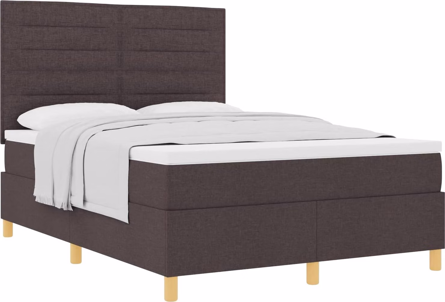 SYFAX™ Letto a molle con materasso Marrone Scuro 160 x 200 cm Tessuto