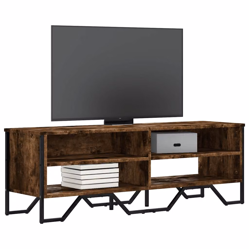 vidaXL Mobile Porta TV Moderno in Legno e Metallo, Colore Rovere Fumo, L 122 cm x P 34 cm x H 41 cm