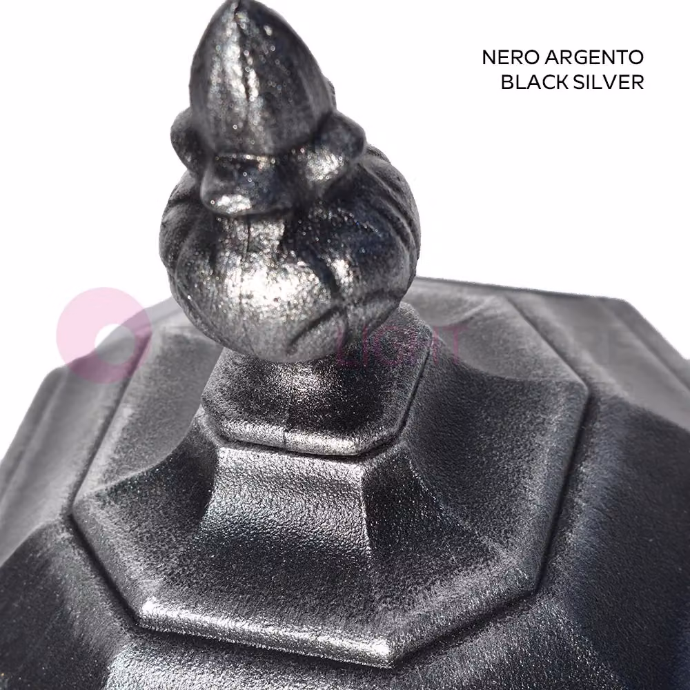 Lampione ENEA a 2 luci per esterno e giardino in alluminio Nero-Argento Altezza: 242 cm – 2