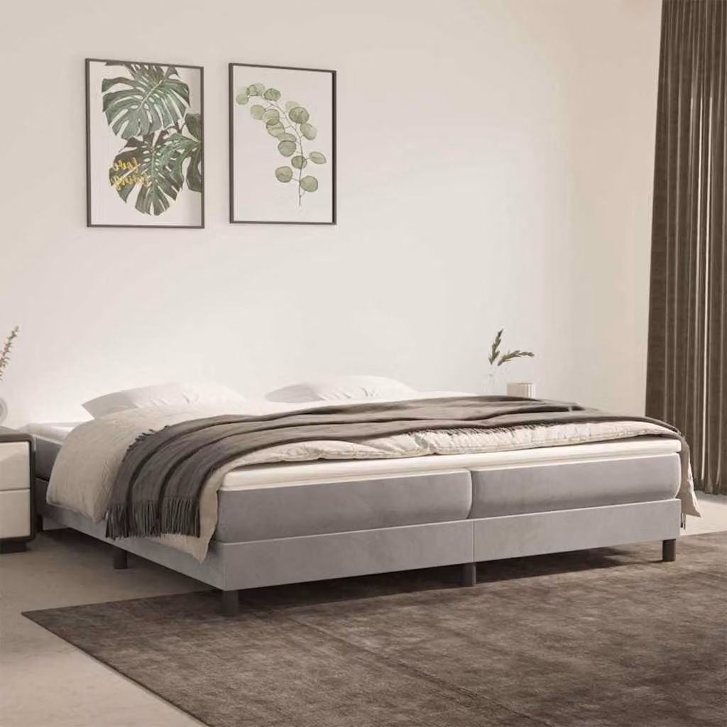 Struttura Letto a Rete con Molle vidaXL in Velluto Grigio, L 200 cm x P 200 cm