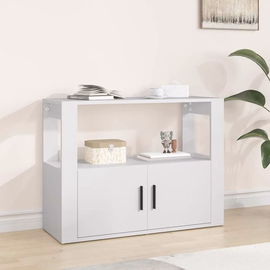 Credenza bianca vidaXL in legno multistrato per soggiorno L: 80 cm, P: 30 cm, H: 60 cm