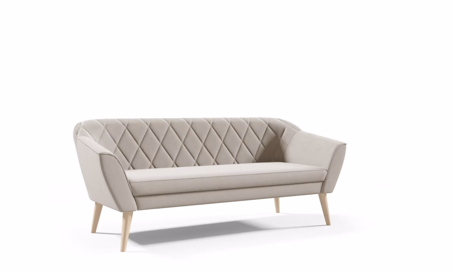 GUTTO Divano 3 posti -- FOX -- Panca beige Gambe in legno di velluto Consegna rapida Stile scandinavo - belle cuciture