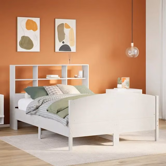 Letto Libreria senza Materasso Bianco 160x200 cm Legno di Pino 3323099