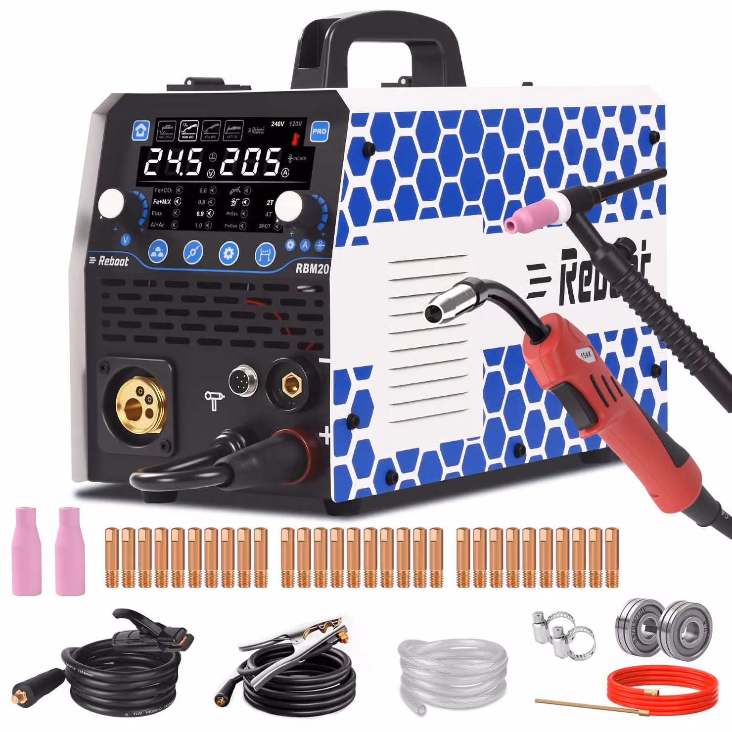 Saldatrice MIG - 205 A - Torcia WIG - 205 Watt - Multifunzione - Adatta per alluminio e acciaio