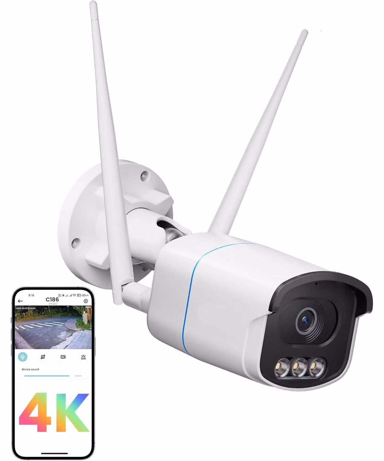Sistema di videosorveglianza - Telecamere CCTV - 8MP - Rilevamento del movimento tramite intelligenza artificiale - Telecamere IP per esterni, grado di protezione IP66 (resistenti all'acqua)