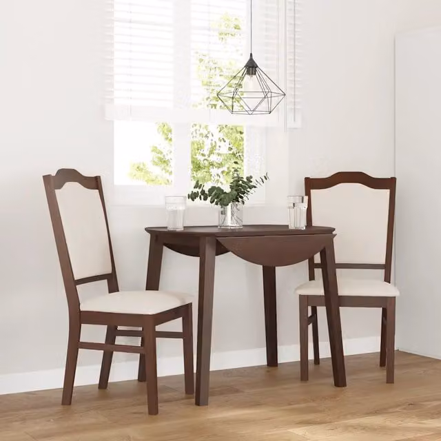 Set di 2 sedie da pranzo vidaXL in legno di Hevea marrone con cuscini in tessuto
