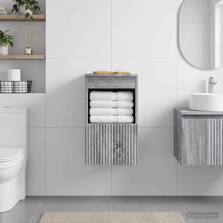 Mobile da bagno vidaXL in stile minimalista, colore grigio opaco, L: 30 cm, P: 35 cm, H: 50 cm