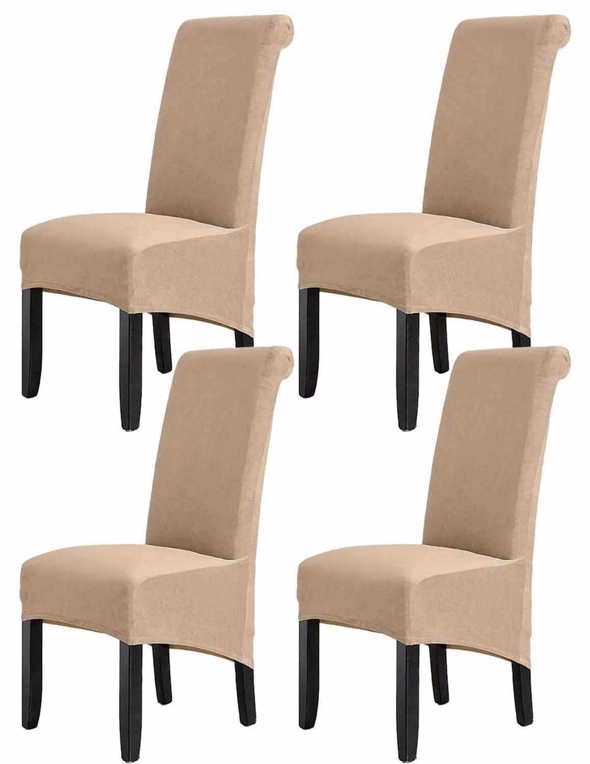 Set di 4 coprisedie, removibili, lavabili, elasticizzati, adatti per sedie da pranzo, colore cammello