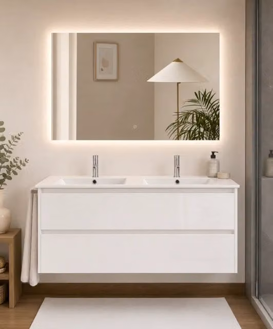 Mobile bagno con lavabo ORIGENBATH IBIZA senza specchio 120x45 cm doppio lavabo bianco