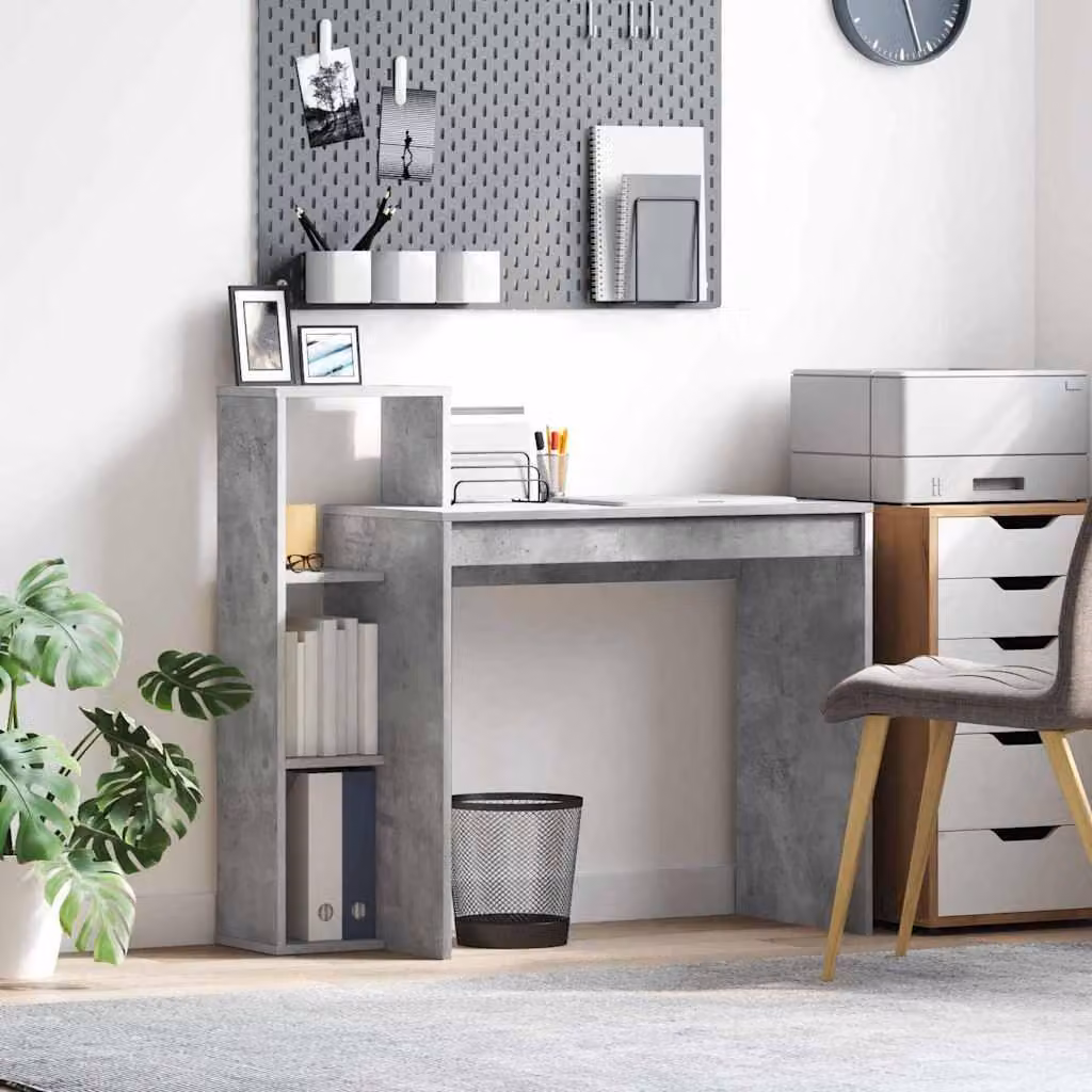 Maison Exclusive - Scrivania in cemento grigio, realizzata con pannelli di legno, dimensioni 100 x 40 x 90 cm
