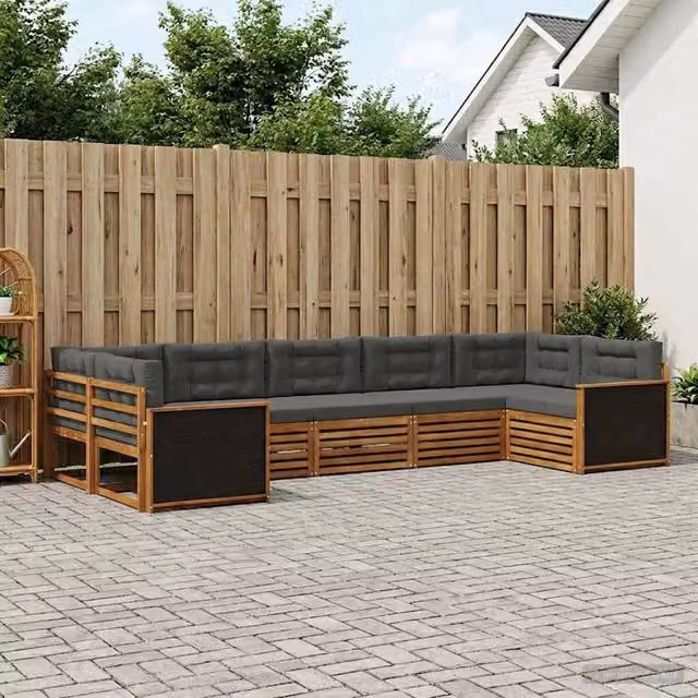 Set di divani da esterno 7 pz Naturale e Antracite 3383795