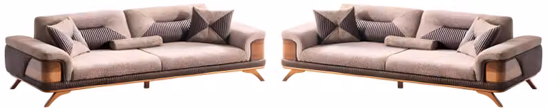 Elegante Hellbraune Couchgarnitur Designer Dreisitzer Luxus Sofas