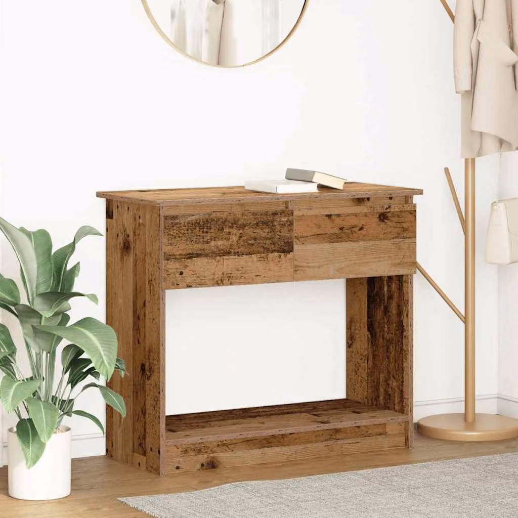 vidaXL Tavolo Consolle con Cassetti in Legno Marrone L: 85,5 cm, P: 38,5 cm, H: 74,5 cm