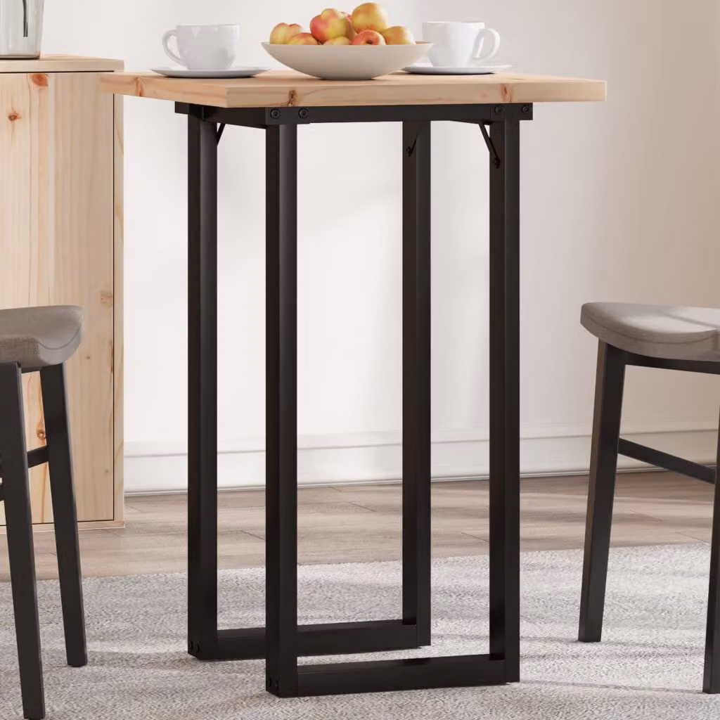 vidaXL Tavolo da Pranzo Quadrato in Legno di Pino e Acciaio, Marrone, L/P/H: 50 x 50 x 75,5 cm