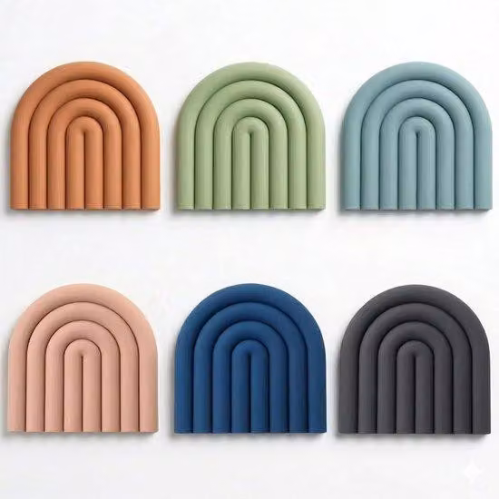 Sottopiatto in silicone - Tappetini antiscivolo resistenti al calore per caffè, tè e pentole calde - 15x15 cm - Disponibili in vari colori - Confezione da 6 pezzi