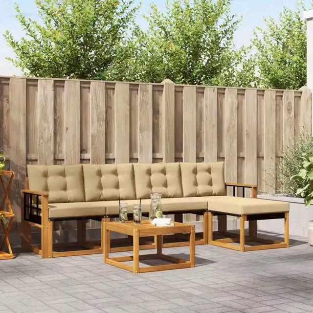 Set di divani da esterno 6 pz Naturale e Beige 3368600