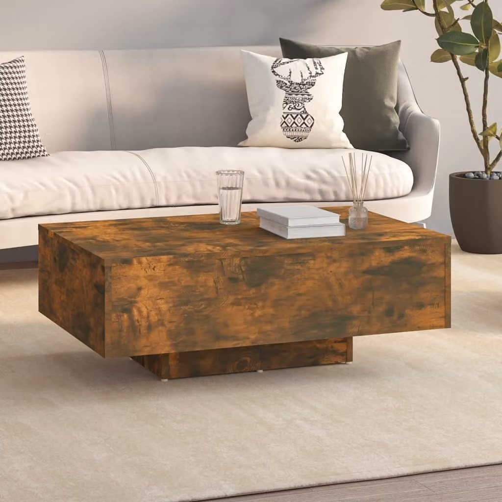 The Living Store tavolino in rovere fumé 85x55x31 cm materiale a base di legno