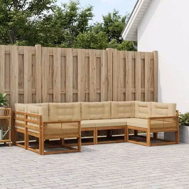 Set di divani da esterno 6 pz Naturale e Beige 3382851