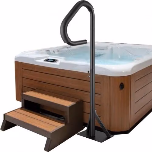 Corrimano per Vasca Idromassaggio e SPA VEVOR in Lega di Alluminio Nero, Altezza Regolabile 89-144,7 cm, Maniglia di Sicurezza Girevole 360° per Interni ed Esterni