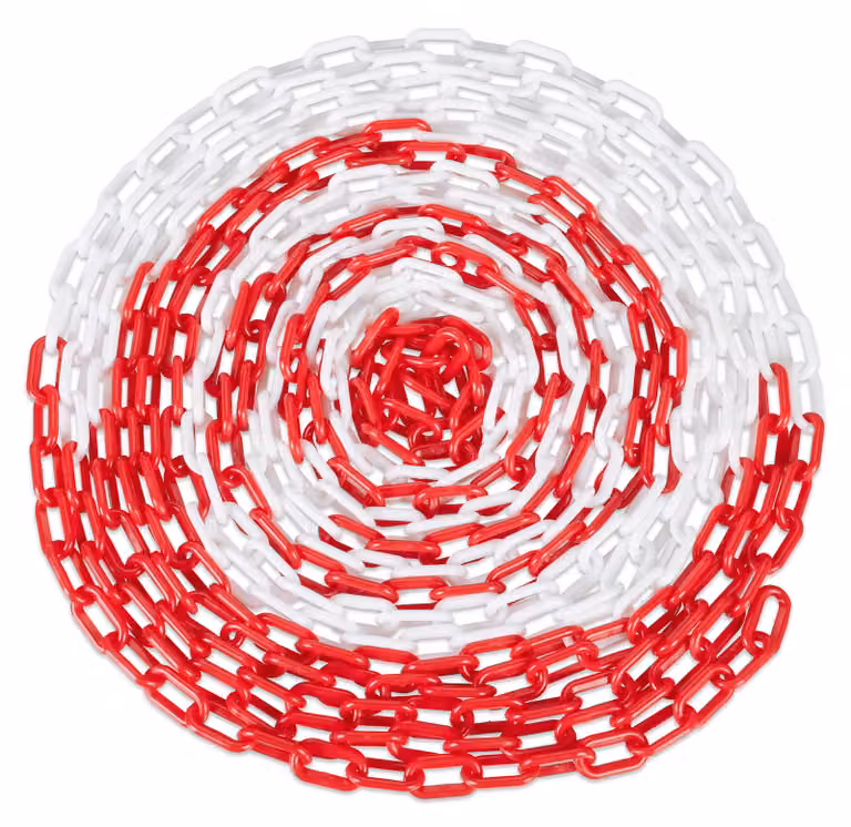Catena di delimitazione Relaxdays, 10 m, in plastica, per cantieri, parcheggi, code, catena in plastica, rosso/bianco