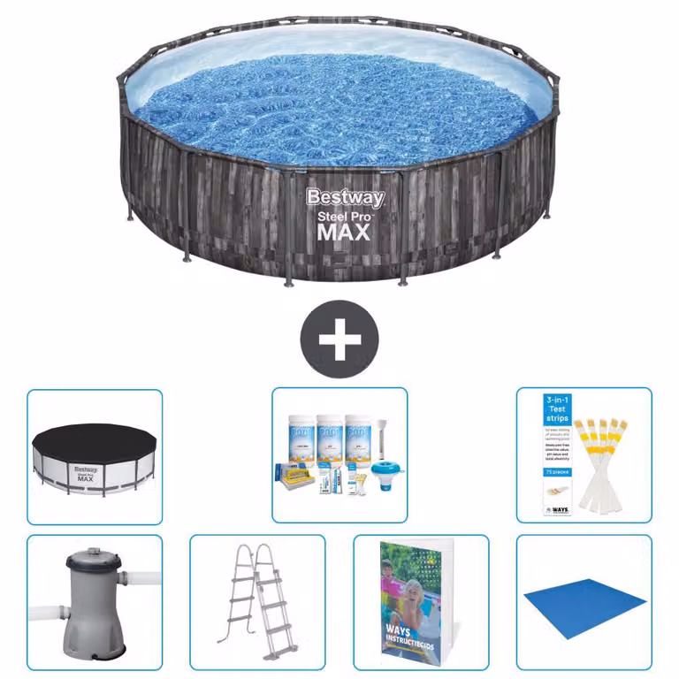 Piscina gonfiabile Bestway Steel Pro MAX, rotonda, 427x107 cm, composta da 6 parti, modello S599