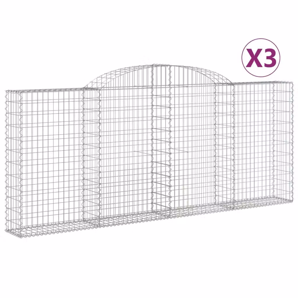 Cesti Gabbioni ad Arco 3 pz 300x30x120/140 cm Ferro Zincato