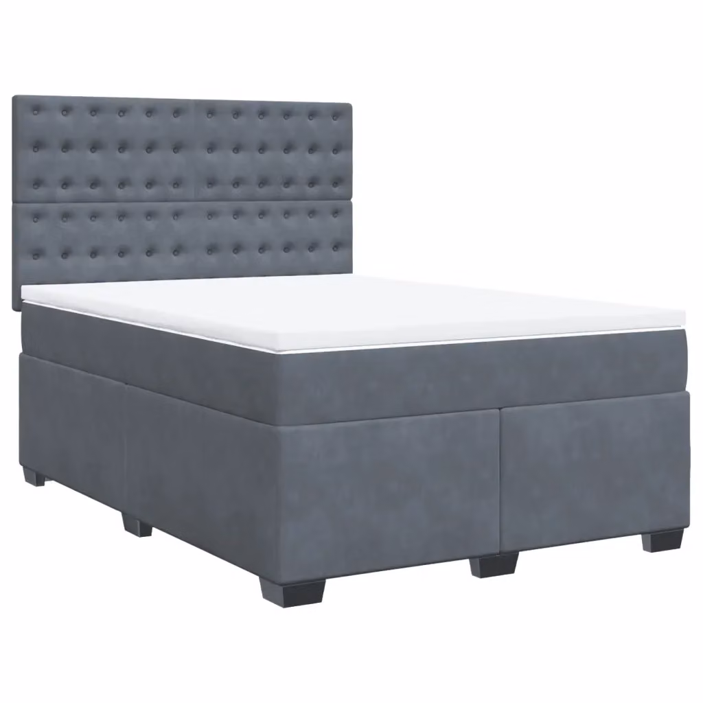 Letto Ibrido con Materasso e Struttura in Velluto Grigio e Bianco vidaXL L/P: 140 x 200 cm – 2
