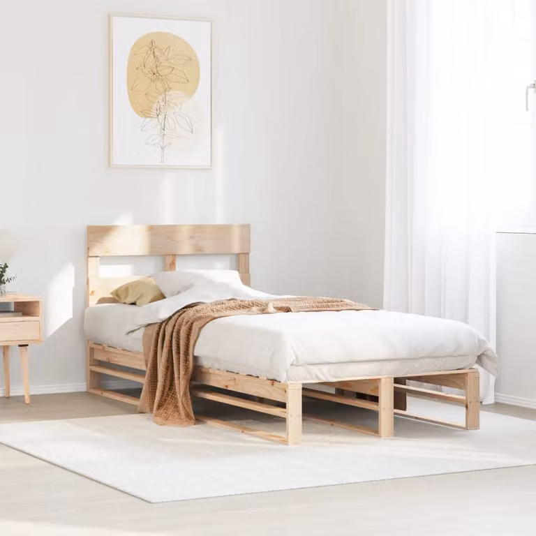 Letto senza materasso vidaXL in legno massello di pino marrone, L 90 cm x P 190 cm