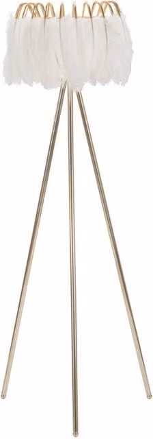 Lampada da Terra Feather Stand Ø46x147 cm in Ferro e Plastica Oro e Bianco