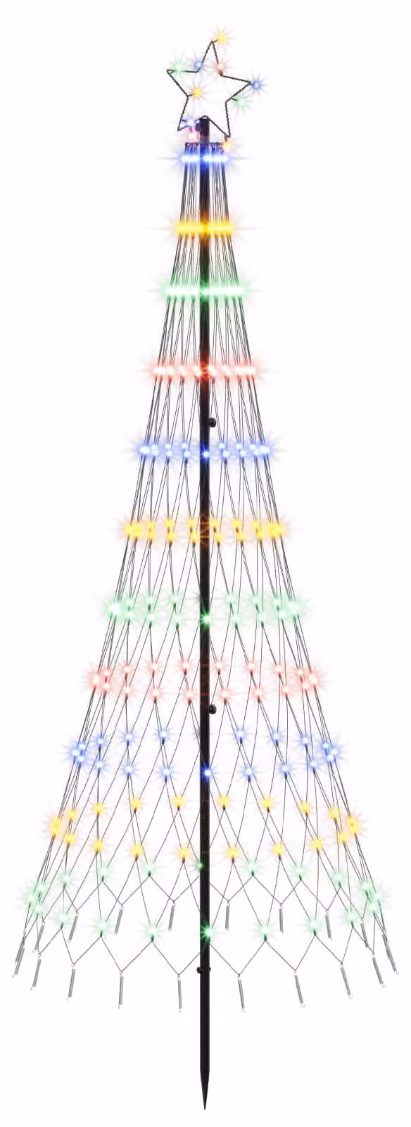 Albero di Natale a LED, 180 cm, 230 LED, multicolore, in ferro, colore nero