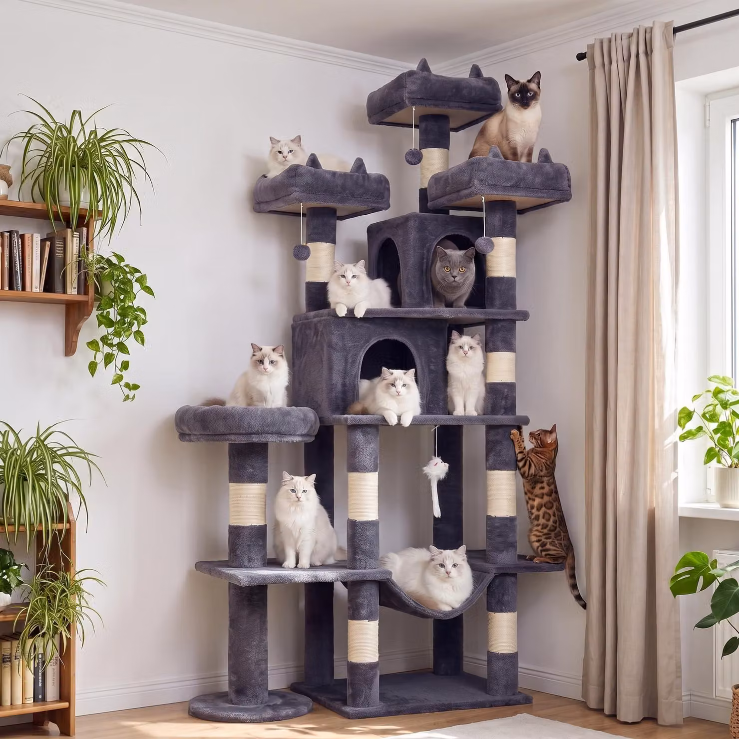 Albero per gatti grande, alto 181 cm, con diversi livelli