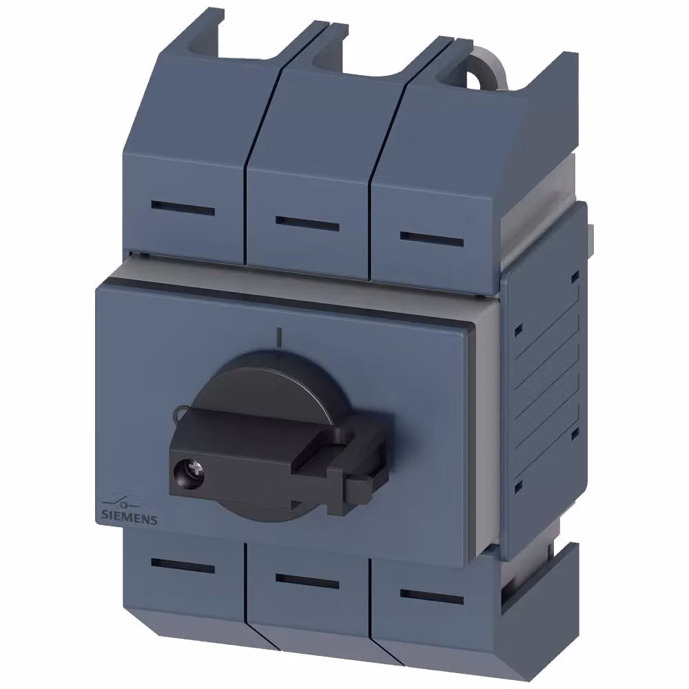 Interruttore sezionatore Siemens 63 A, serie 02, a 3 poli, azionamento frontale centrale, unità completa 3KD03322LG203