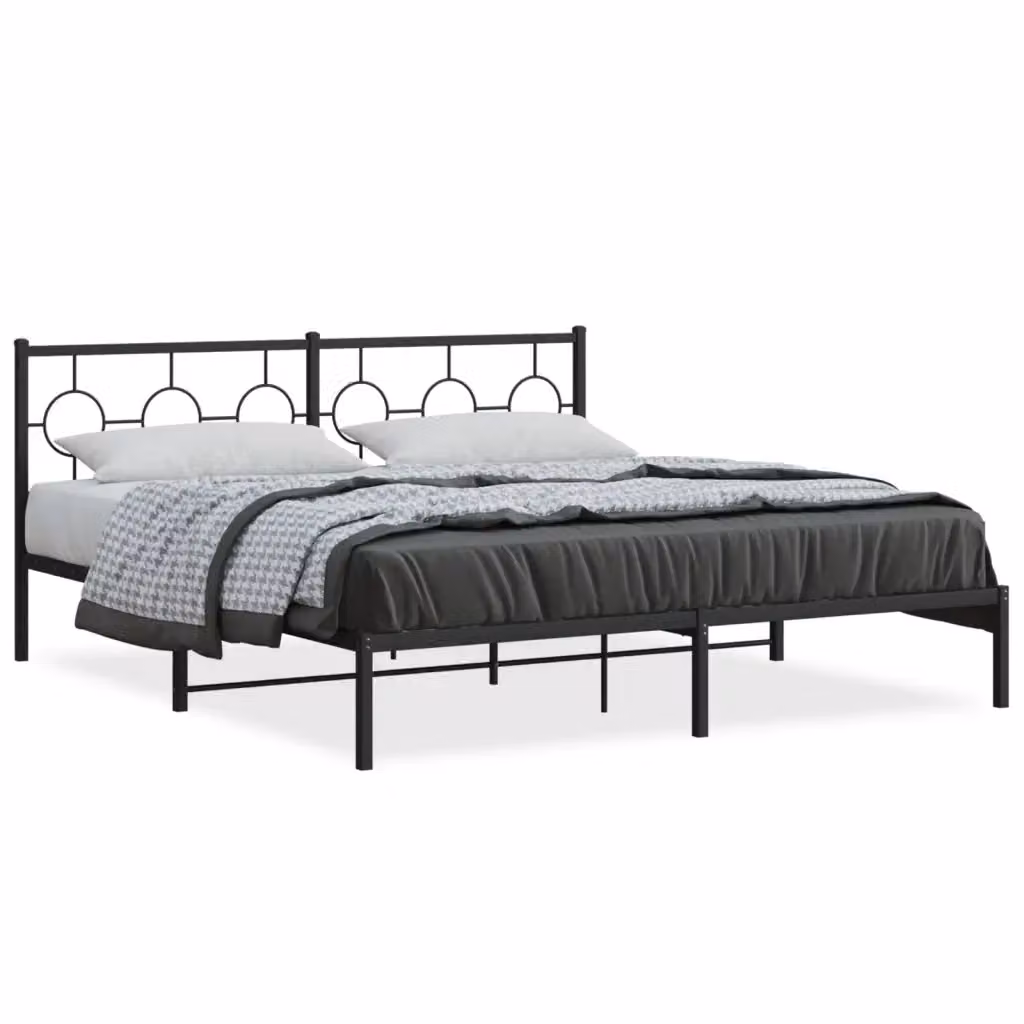 Letto con testiera in metallo nero vidaXL L/P: 180 x 200 cm – 2