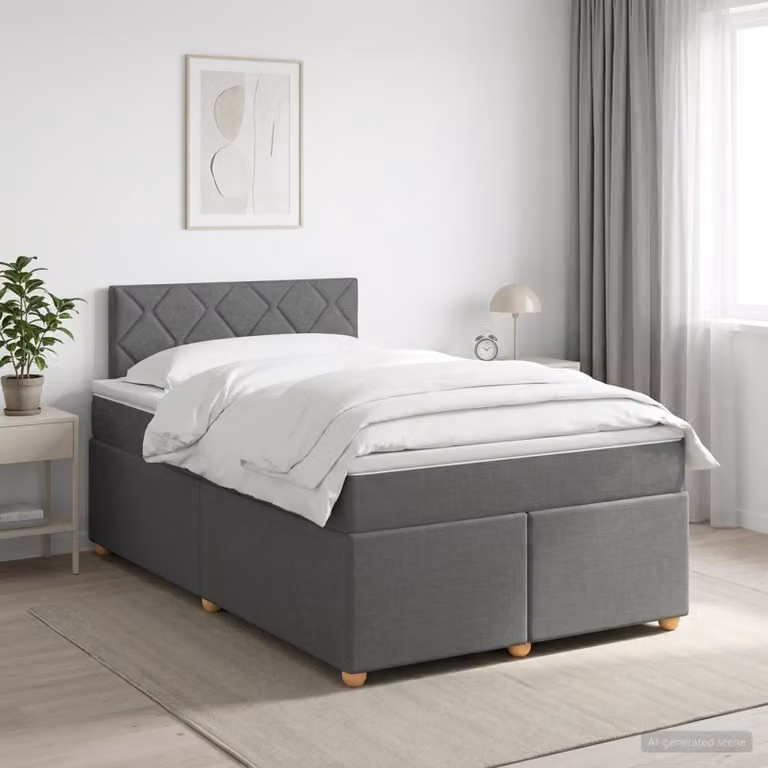 Maison Exclusive - Letto boxspring con materasso grigio scuro 120 x 200 cm Tessuto
