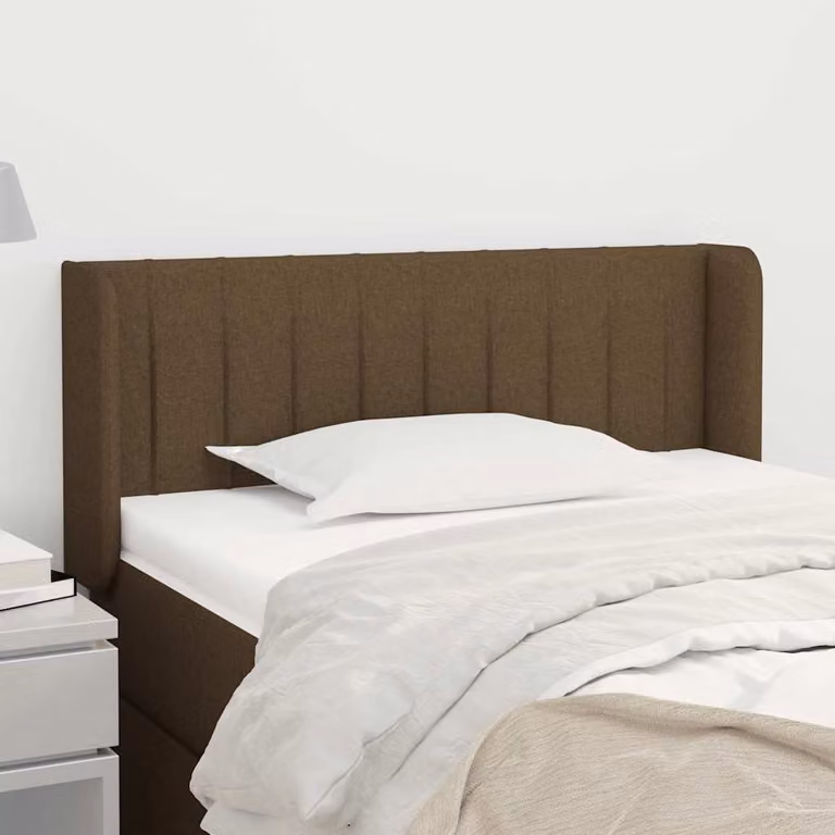 Testiera ad orecchio vidaXL in tessuto marrone scuro, L: 83 cm, P: 16 cm, H: 78-88 cm