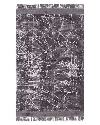 Beliani Tappeto moderno in viscosa con frange 140 x 200 cm grigio scuro