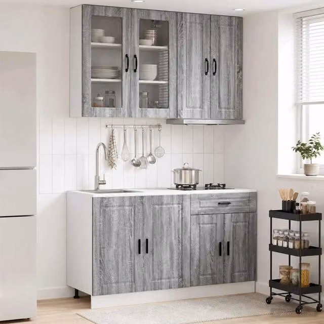 Unità Cucina PORTO 4 pz Sonoma grigio Legno ingegnerizzato 3438341