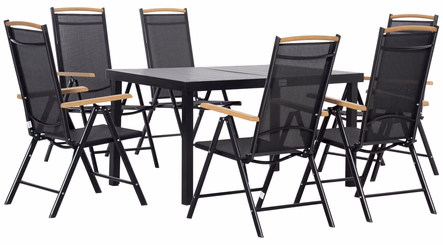 Outsunny set di sedute pieghevole 7 pezzi set da balcone 1 tavolo + 6 sedie mobili da giardino