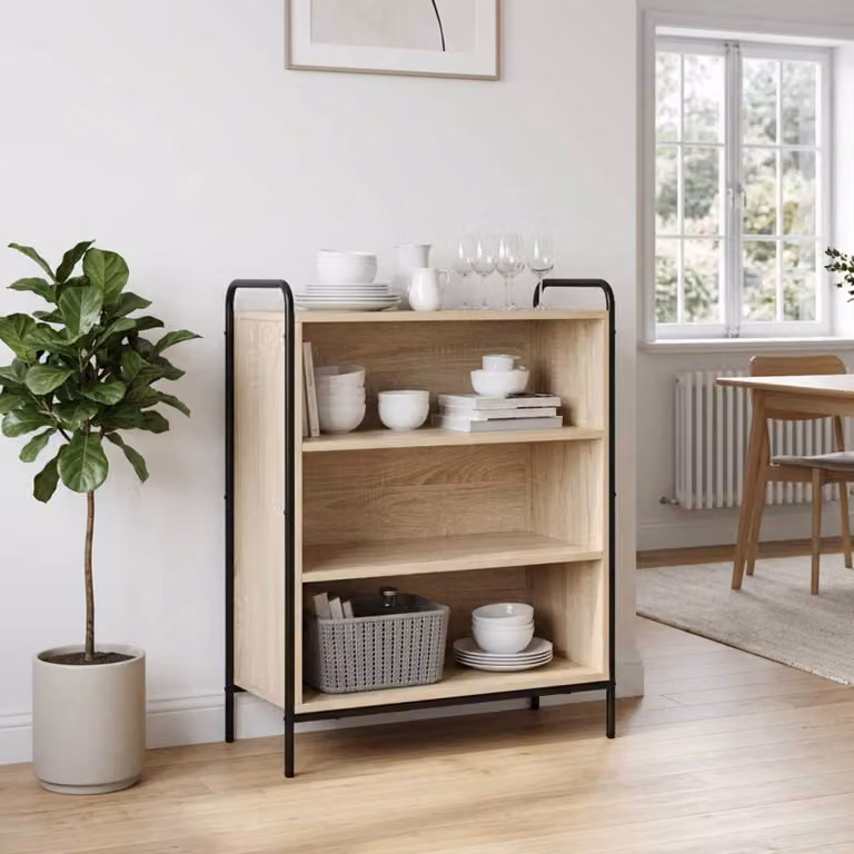 Credenza moderna vidaXL in legno ingegnerizzato color rovere sonoma marrone L: 97 cm, P: 33 cm, H: 81 cm