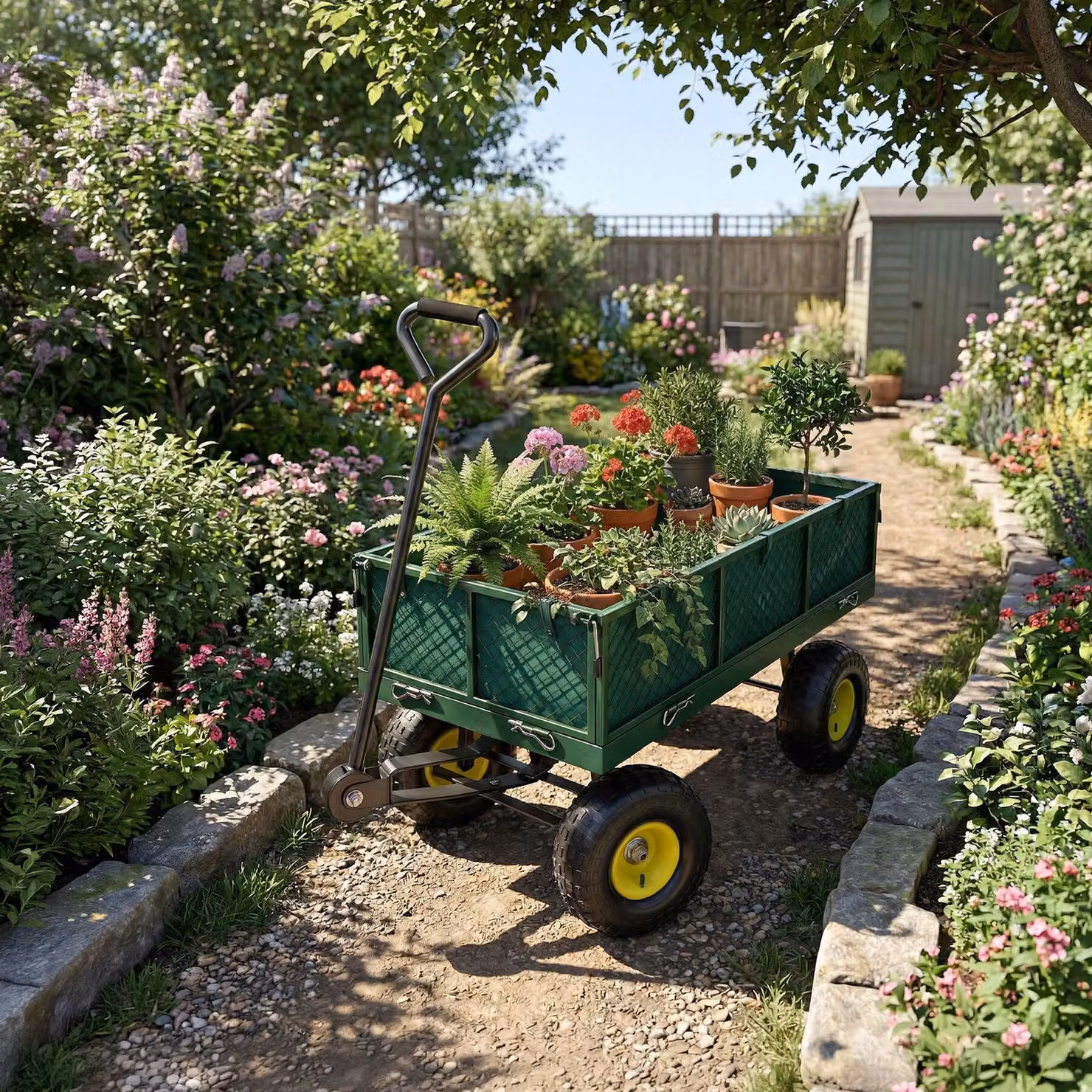 Carretto con telo interno verde TecTake GmbH, carico massimo 350 kg – 2