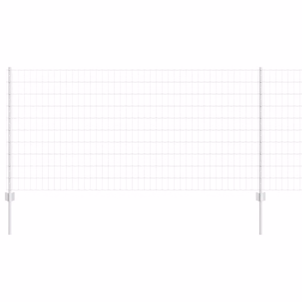 Recinzione Euro vidaXL in acciaio zincato argento con palo rotondo da interrare L: 25 m, H: 1 m – 2