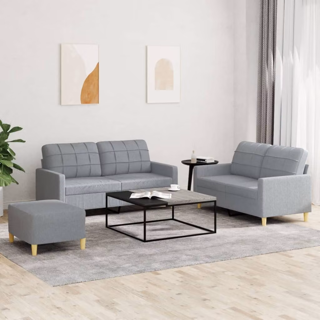 Maison Exclusive - Set divano 3 pezzi con cuscini in tessuto grigio chiaro