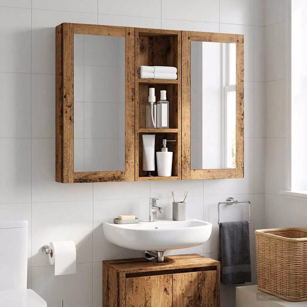 Armadio da bagno a muro vidaXL in legno marrone con ripiani interni e ante a cerniera L/P/H: 20 x 10 x 60,5 cm