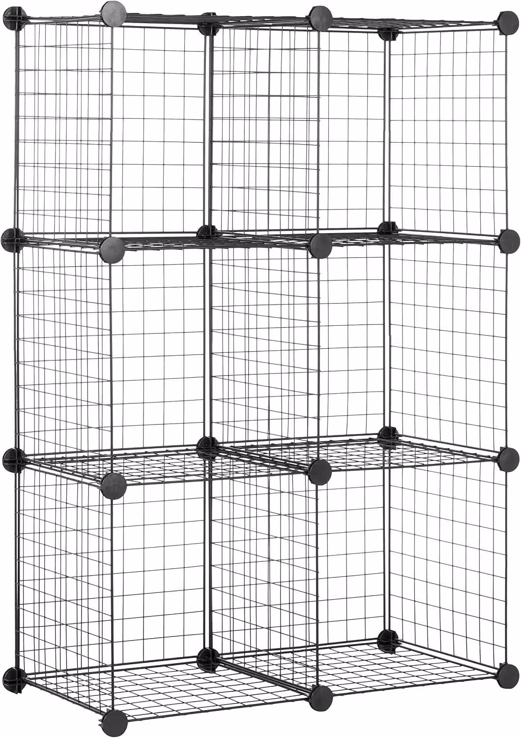 Armadio a cubo con 6 scomparti - Sistema di scaffalature modulare in rete metallica - Nero - 77 x 37 x 114 cm