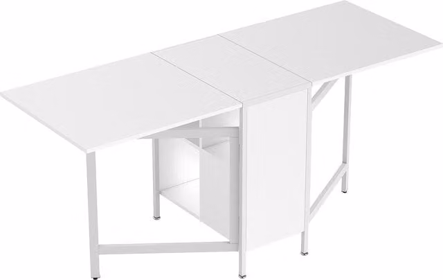 Tavolo da pranzo pieghevole HOMCOM con ali ribaltabili, design moderno con 3 configurazioni, colore bianco, L: 169 cm, P: 60 cm, H: 75 cm