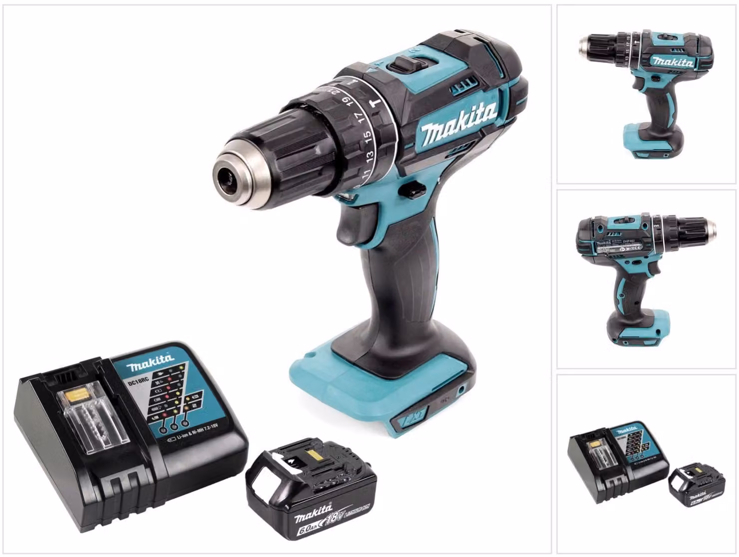 Trapano a percussione a batteria Makita DHP 482 RG1 18 V 62 Nm + 1x batteria ricaricabile 6,0 Ah + caricabatterie