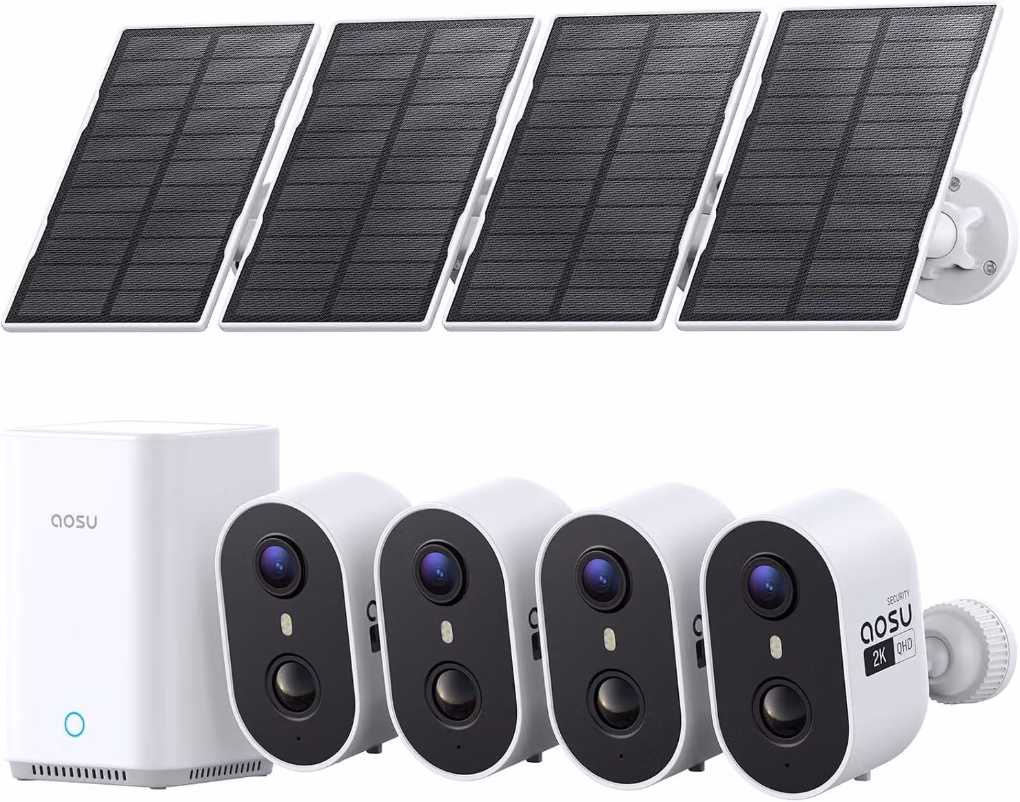Kit di telecamere di sicurezza wireless per esterni - 4 unità alimentate a energia solare - Risoluzione 2K 3MP - Visione notturna - Sicurezza