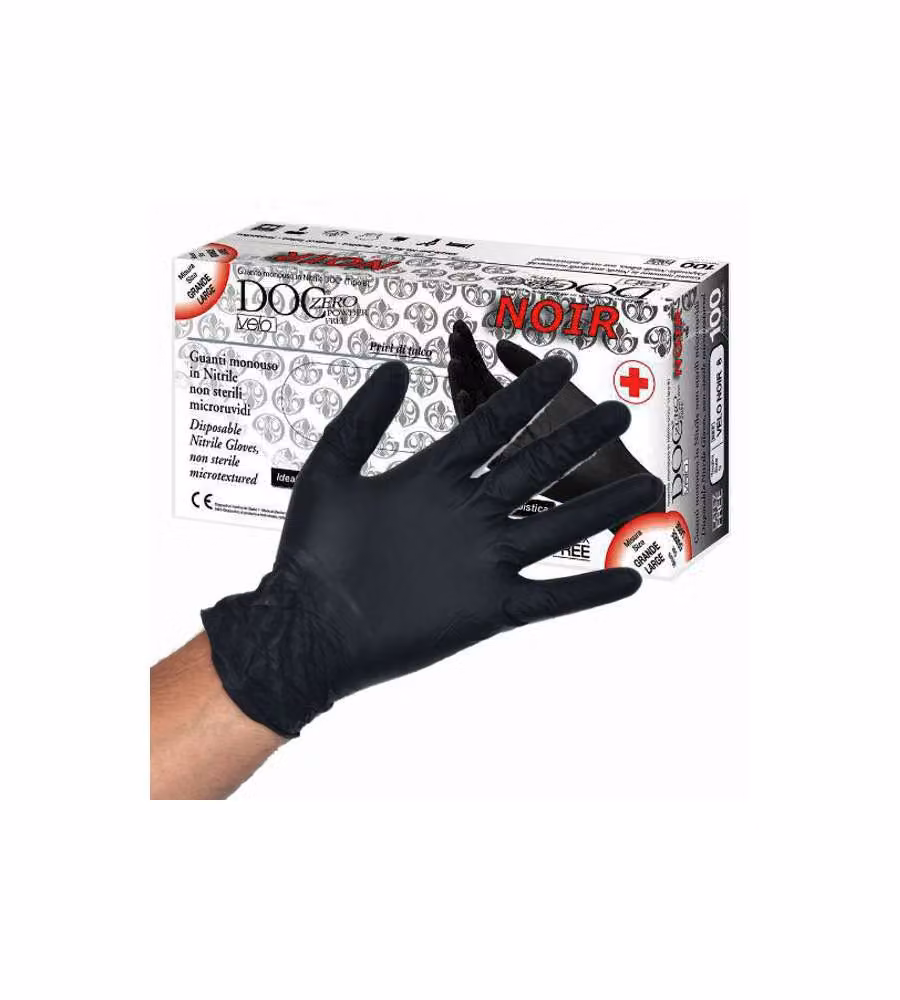 Guanti Nitrile Doc Velo Noir Powder Free Pz 100 M
