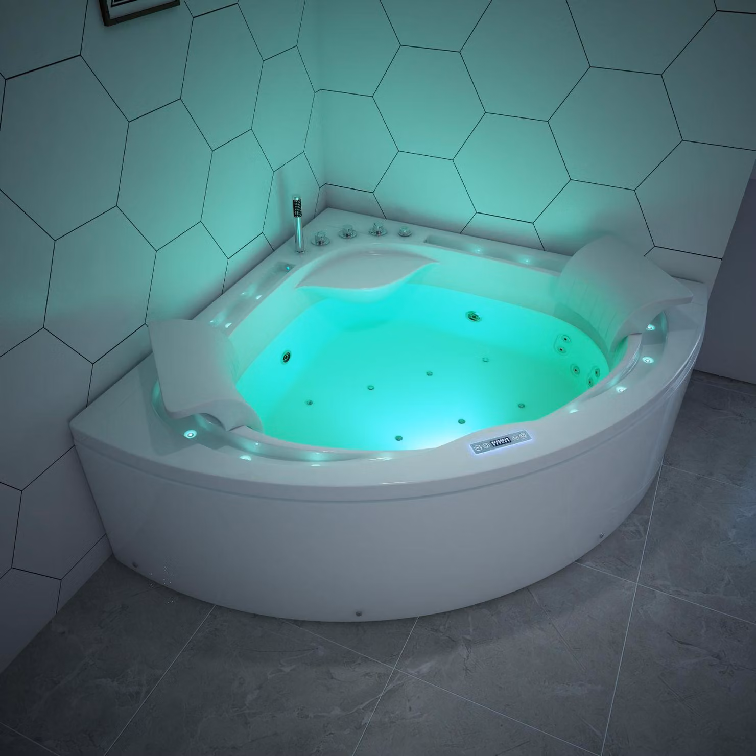 Vasca idromassaggio TroniTechnik ANDROS 160cm x 160cm incl. riscaldamento, idromassaggio, ruscello e cromoterapia