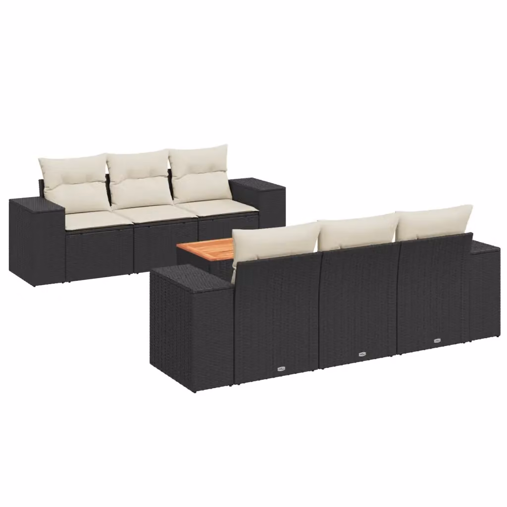 vidaXL Set Salotto da Giardino Moderno a Forma di L con Cuscini, Divano a 2 Posti, Poltrone e Tavolino, Nero e Bianco – 2